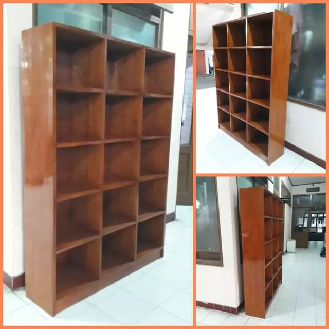 Rak buku kayu multifungsi untuk penyimpanan dan dekorasi - Karya Mebel Desa Sajen