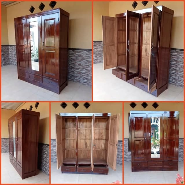 Lemari kayu berkualitas tinggi untuk pakaian dan barang-barang - Karya Mebel Desa Sajen